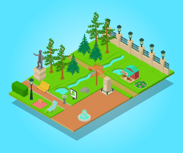 帕克兰概念旗帜等距风格图片下载