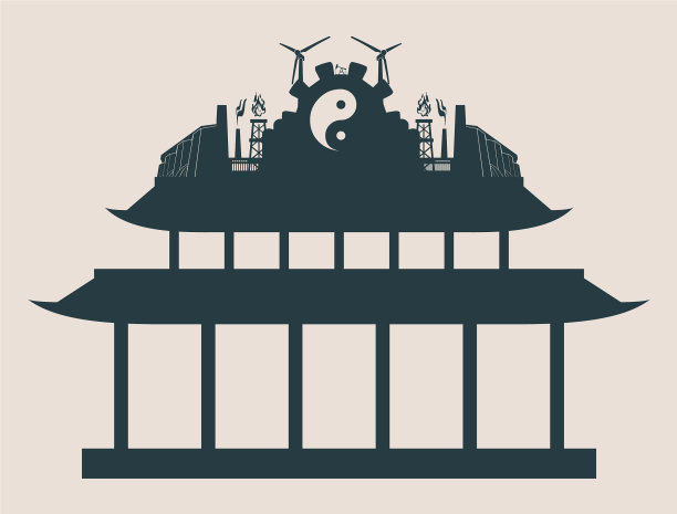 宝塔屋顶上的能量和能量图标图片下载