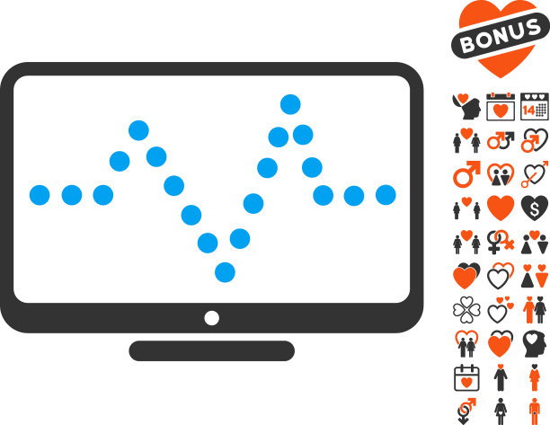 脉搏图表图标与爱奖金图片下载