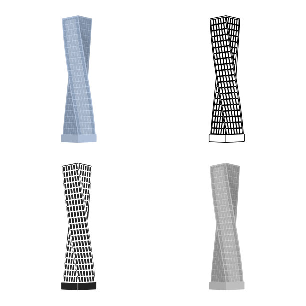 上海塔的图标在卡通风格孤立图片下载