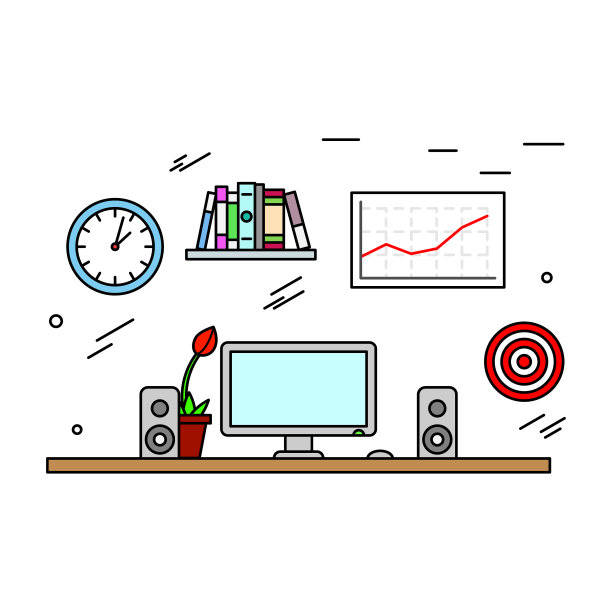 当代创意细线工作空间图片下载