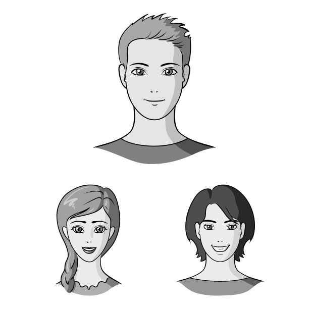 阿凡达和脸单色图标集合图片下载