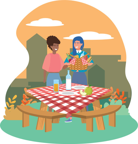 女性朋友野餐设计图片下载