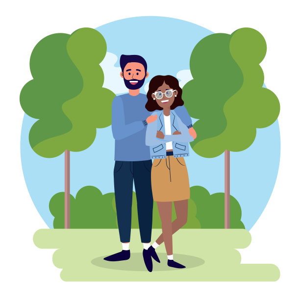 穿着休闲装的男女情侣图片下载