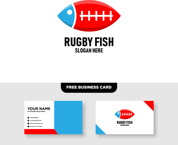 橄榄球鱼标志免费名片图片下载