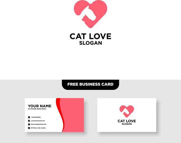 猫标志模板免费名片模型图片下载