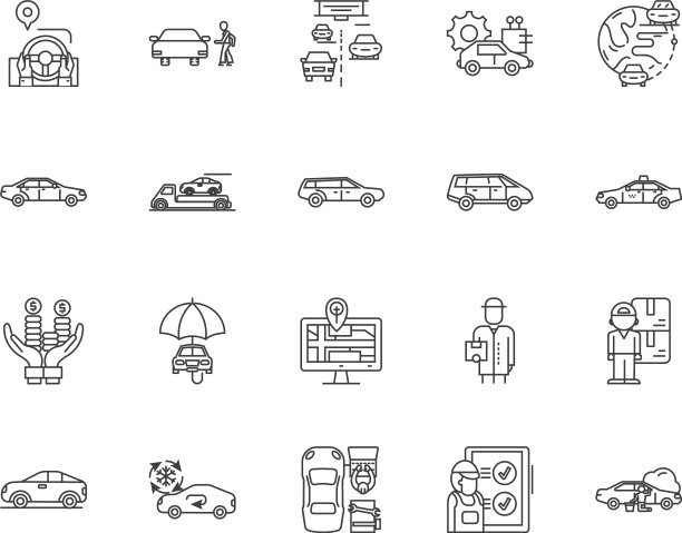 汽车经销商线图标标志设置大纲图片下载