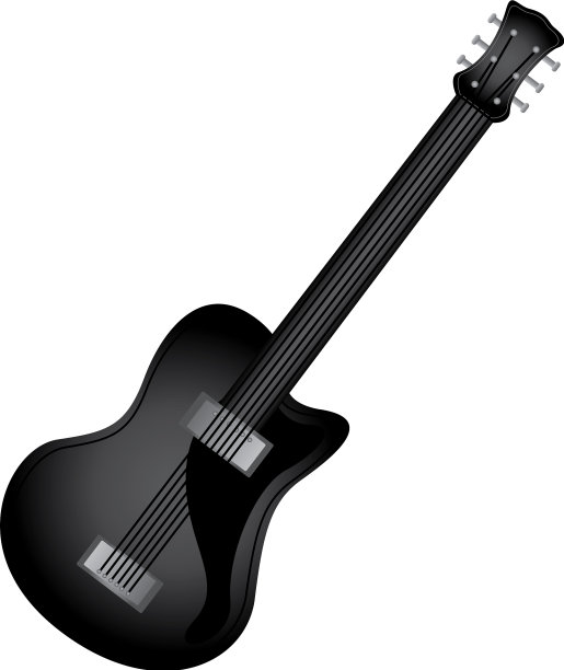 单色剪影与电吉他图片下载
