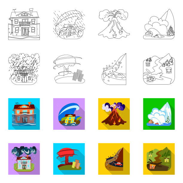 孤立对象天气和遇险标志集图片下载