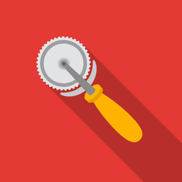 披萨切割机图标在平面风格孤立的白色图片下载