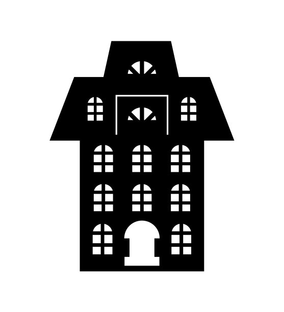 圣诞节剪纸黑色节日建筑图片下载