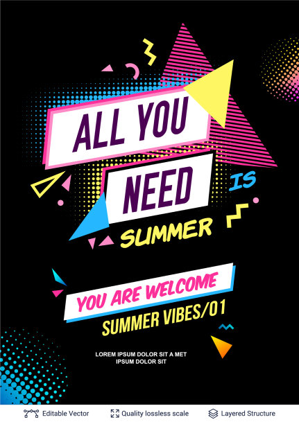 流行艺术风格的夏季广告海报图片下载