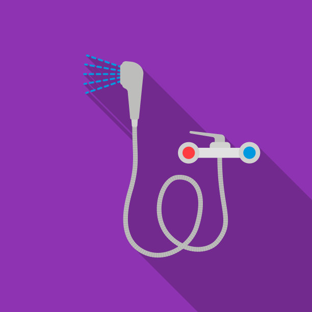 浴室混频器图标在平面风格孤立的白色图片下载