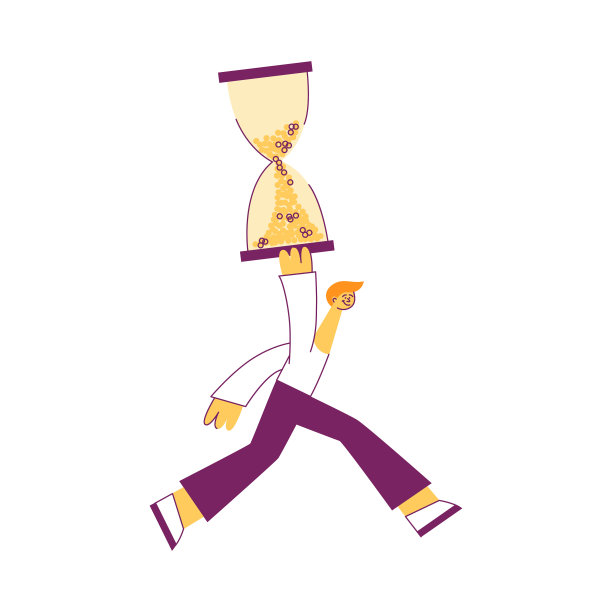 扁平的人拿着大桌子沙漏图片下载