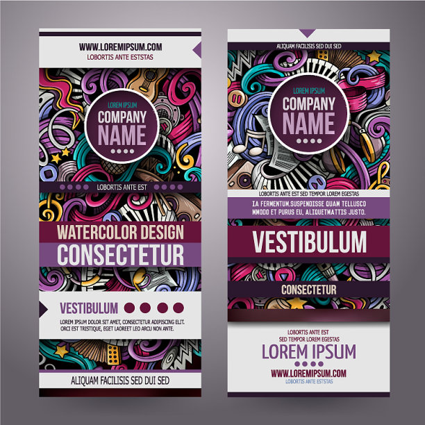 卡通手绘涂鸦音乐横幅图片下载