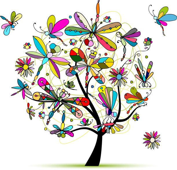 蜻蜓树草图为您的设计图片下载