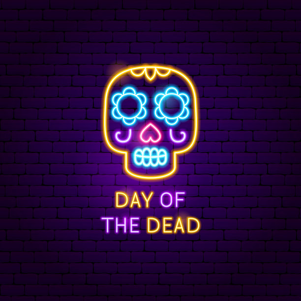 天死骷髅霓虹牌图片下载