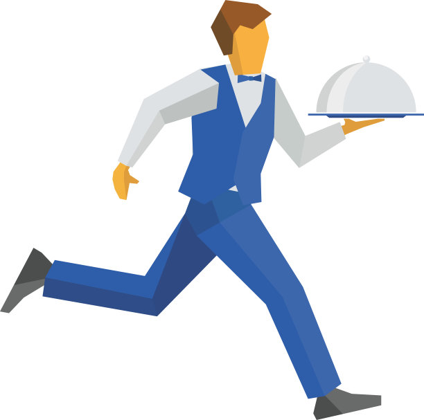 侍者端着托盘跑着图片下载