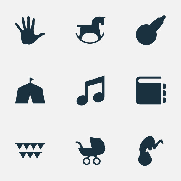 一组简单的婴儿图标图片下载