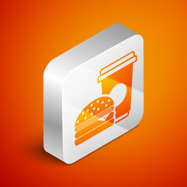 等距咖啡和汉堡图标隔离图片下载