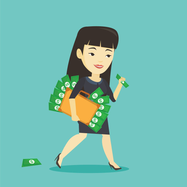 公文包里装满了钱的女商人图片下载