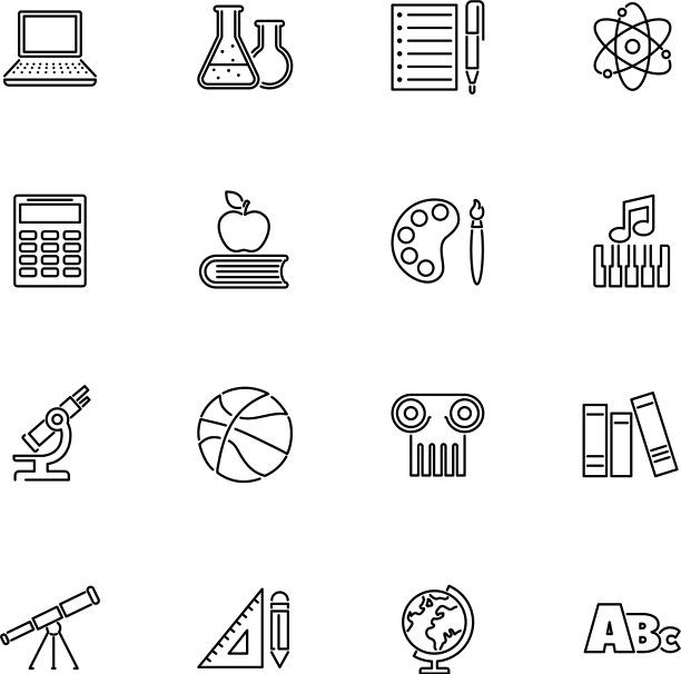 学校科目学习-直线图标图片下载