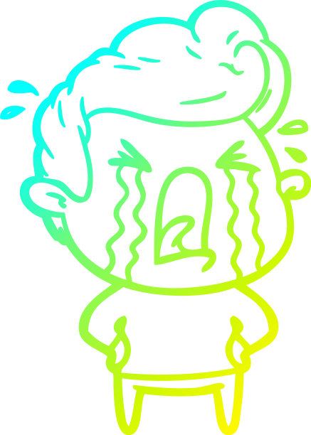 冷梯度线画卡通哭人图片下载