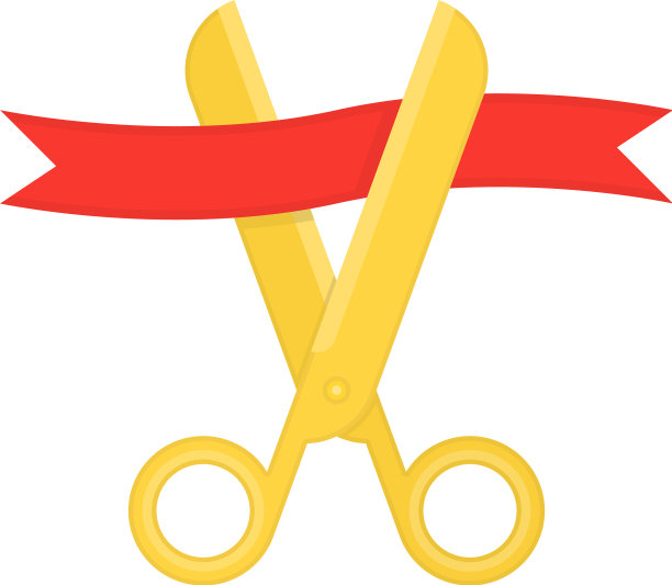 金剪刀剪红丝带图片下载