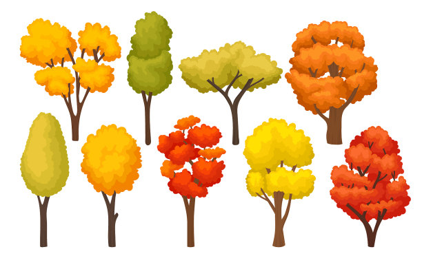 一座座色彩斑斓的秋季树林图片下载