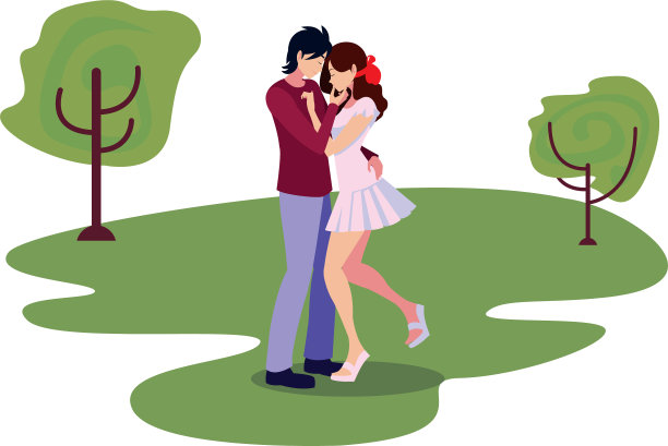 浪漫的情侣在公园里拥抱图片下载