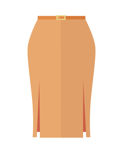 橙色铅笔裙与皮带平图标图片下载