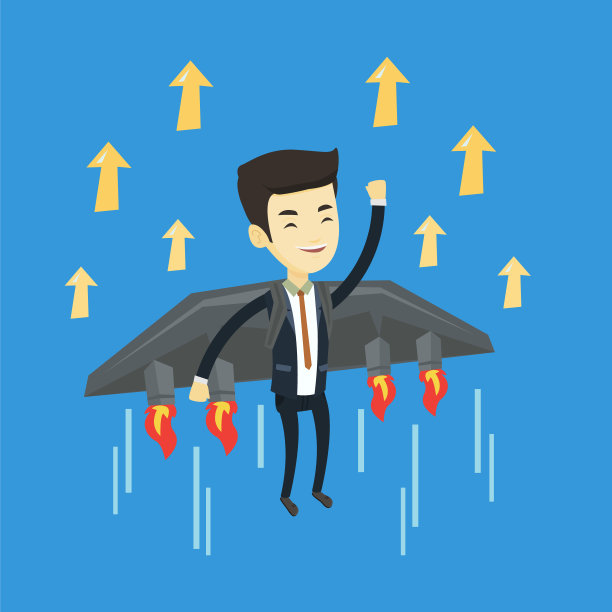 乘着火箭飞向成功的商人图片下载