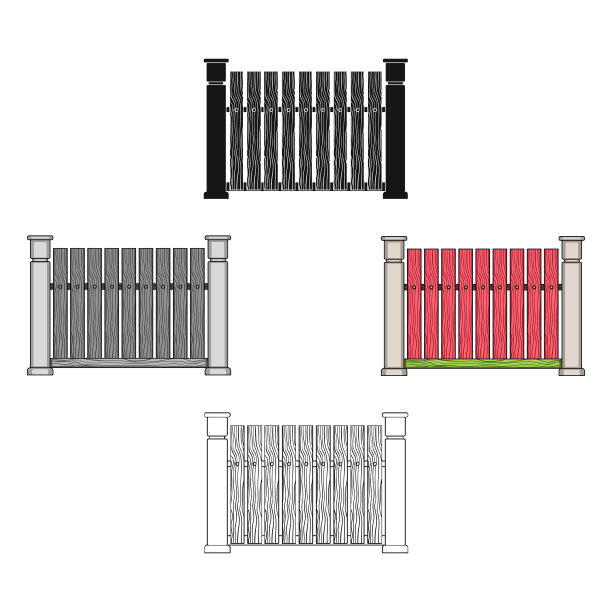 一个木栅栏一个不同的栅栏单一图标图片下载