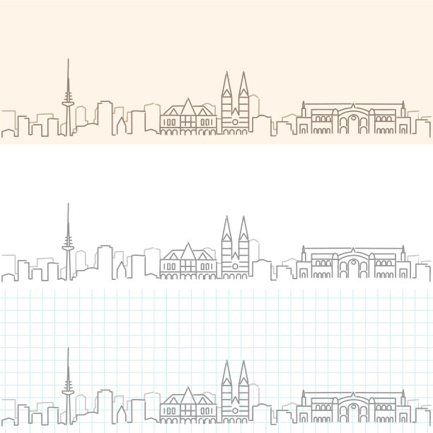 不来梅手绘轮廓线图片下载