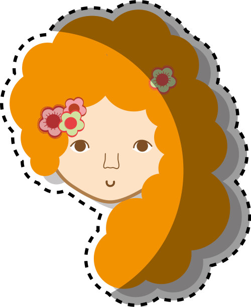女人脸上有花的头发图标图片下载