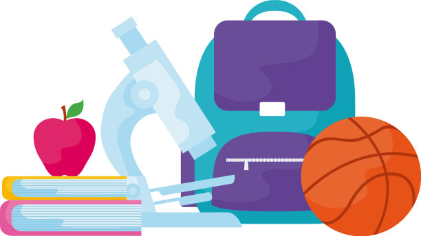 带显微镜的书包和固定用品图片下载