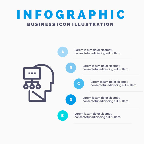 规划理论头脑线图标5步图片下载