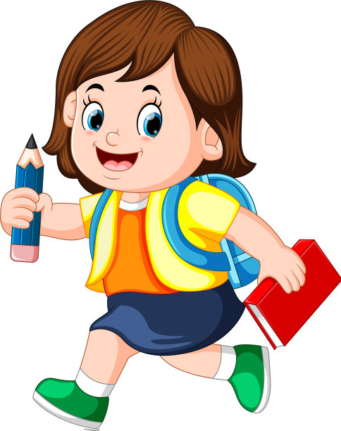 一个拿着铅笔背着书包的女学生图片下载