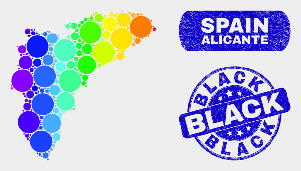 频谱马赛克阿利坎特省地图和遇险图片下载