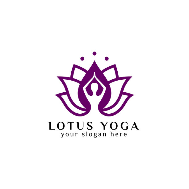 瑜伽标志设计在莲花中储存人类的冥想图片下载