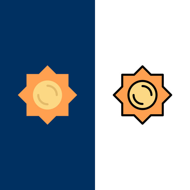 太阳阳光希腊图标平坦和线条填充图片下载