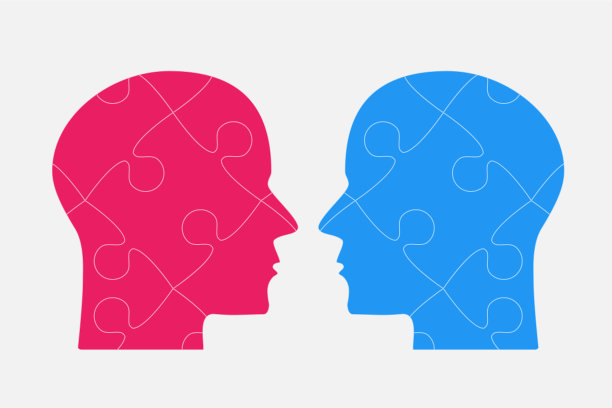 粉蓝色拼图头拼图图片下载