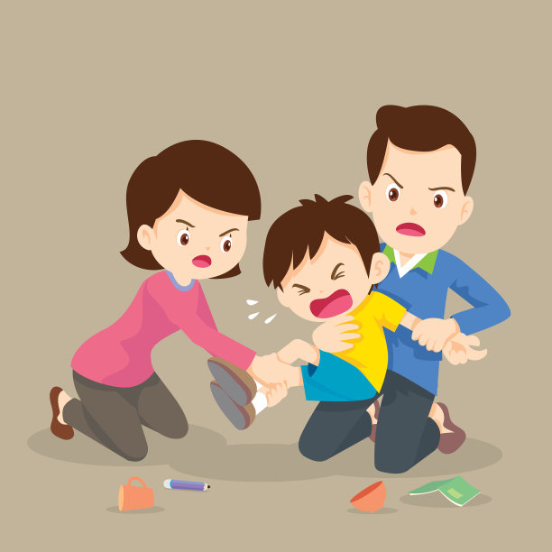 父亲和母亲处理生气的男孩图片下载