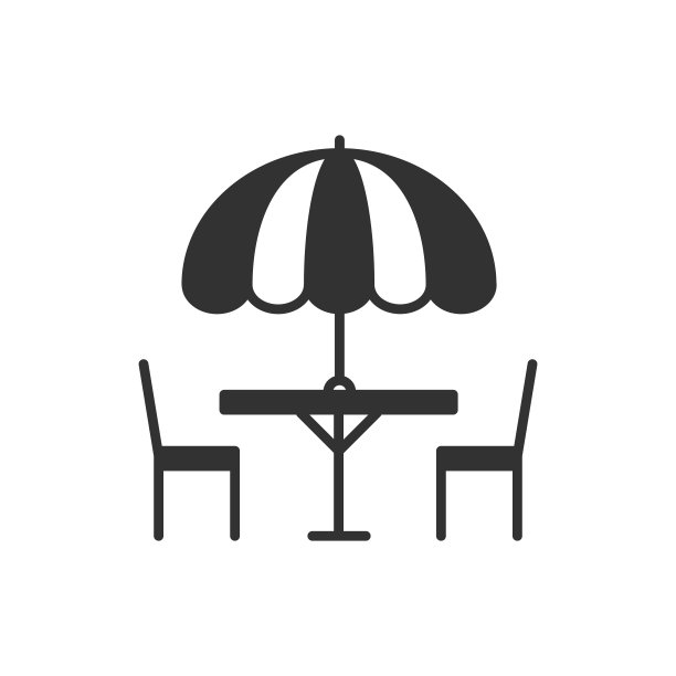 细线图标设置桌子和椅子外面图片下载