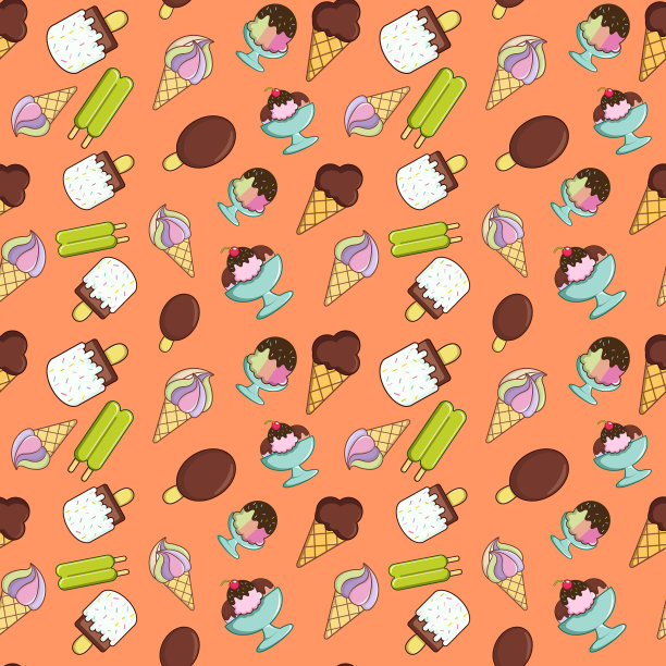 冰淇淋图案无缝卡通风格图片下载