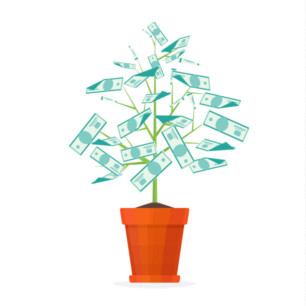 花盆里的树钱图片下载