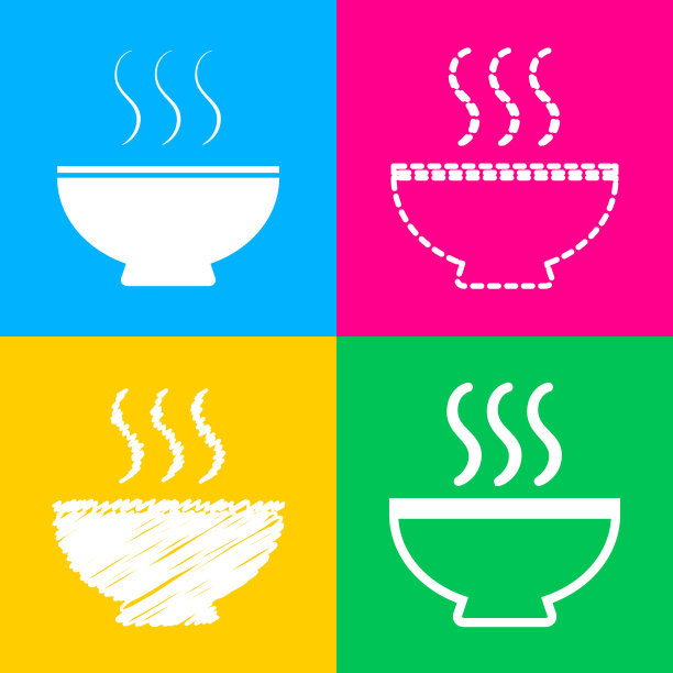 汤签四种风格的图标上四种颜色图片下载