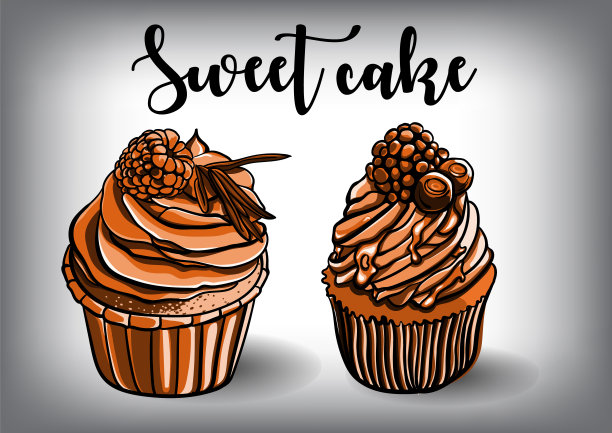 复古蛋糕与奶油海报设计图片下载