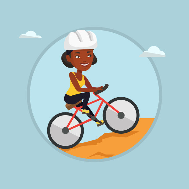 年轻女子骑自行车在山里旅行图片下载