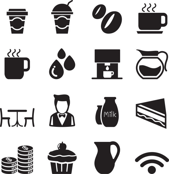 剪影咖啡店图标集图片下载